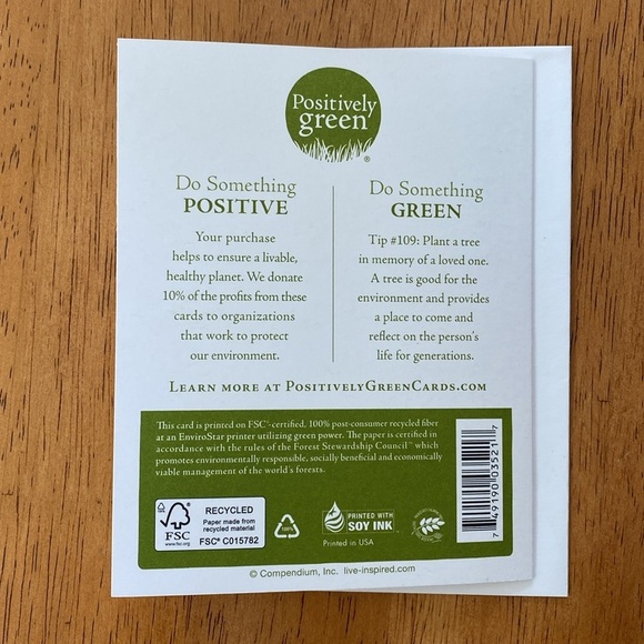 Compendium Positively Green Support & Sympathy Card and Envelope - Picture 4 of 4